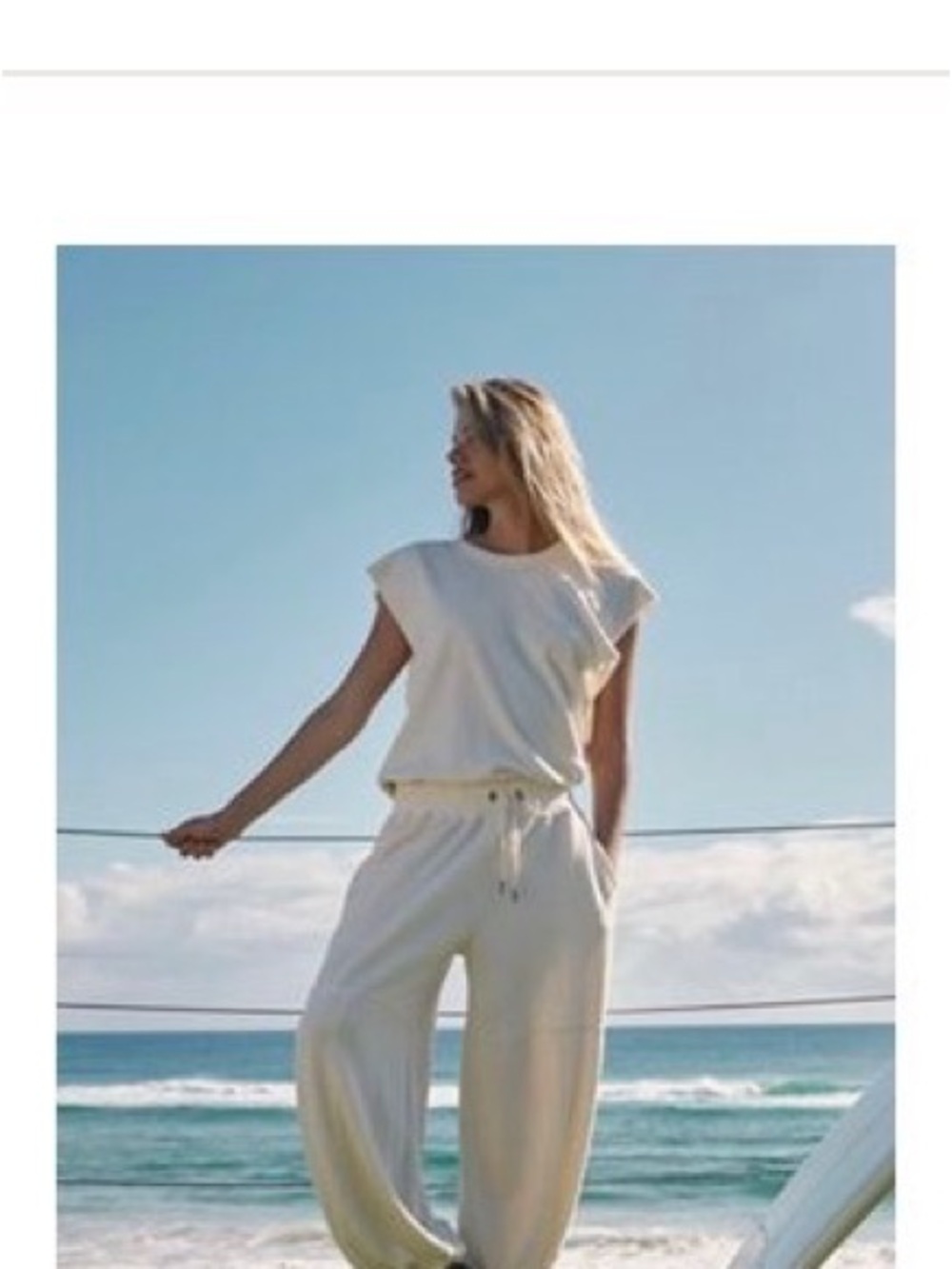FP Movement by Free People Cream Sleeveless Top & Drawstring Wide-Leg Set